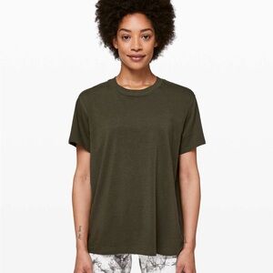 Lululemon Athletica All Yours Boyfriend Dark Olive Short Sleeve Tee